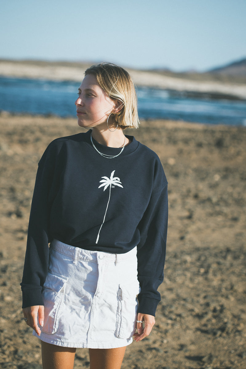 WOMEN RECYCLED PALM CROPPED SWEATER