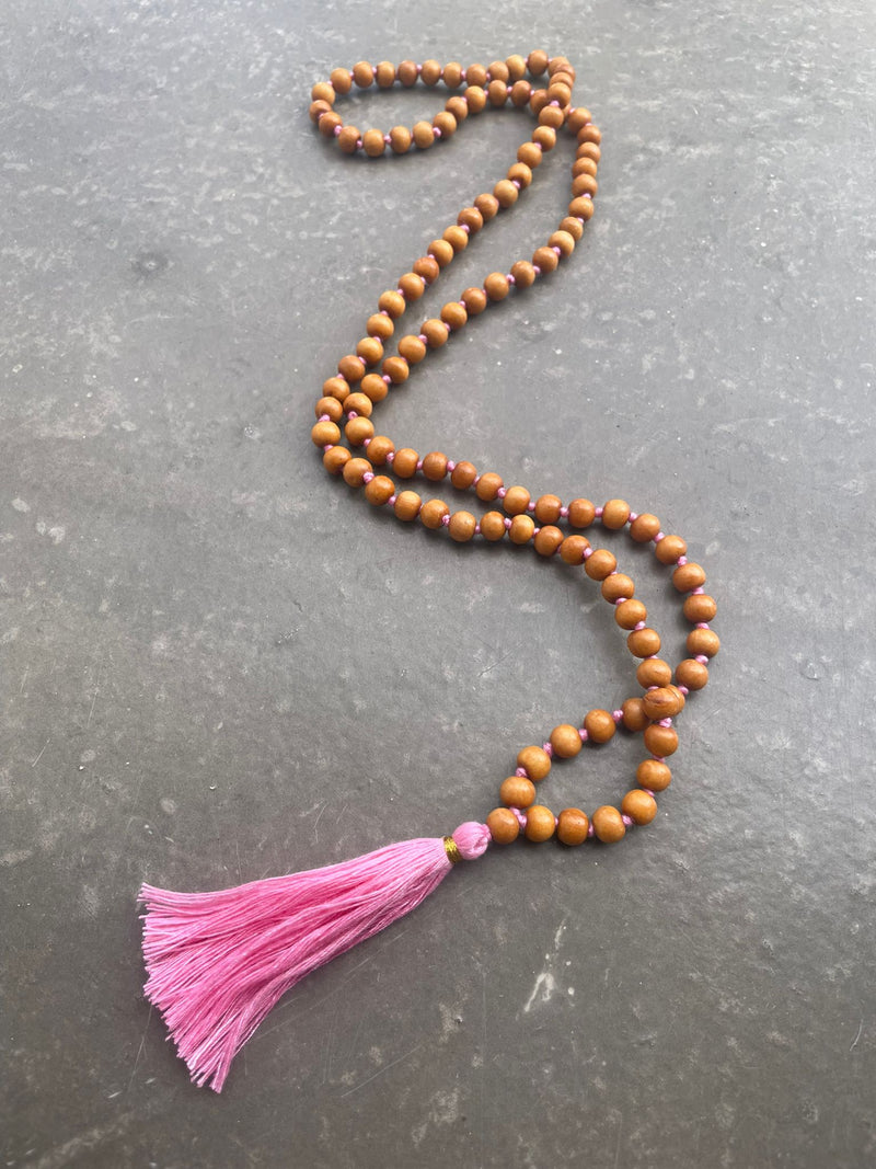 SANDALWOOD PINK MALA NECKLACE